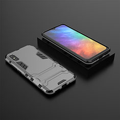 Silicone Matte Finish and Plastic Back Cover Case with Stand KC1 for Xiaomi Redmi 9A Gray