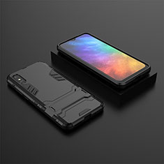 Silicone Matte Finish and Plastic Back Cover Case with Stand KC1 for Xiaomi Redmi 9AT Black