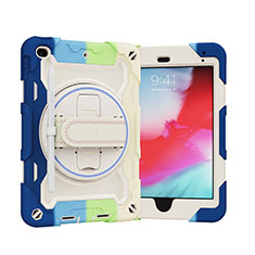 Silicone Matte Finish and Plastic Back Cover Case with Stand L01 for Apple iPad Mini 4 Sky Blue