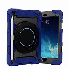 Silicone Matte Finish and Plastic Back Cover Case with Stand L02 for Apple iPad Mini 5 (2019) Blue