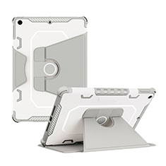 Silicone Matte Finish and Plastic Back Cover Case with Stand L04 for Apple iPad 10.2 (2020) Gray