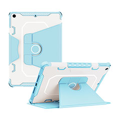 Silicone Matte Finish and Plastic Back Cover Case with Stand L04 for Apple iPad 10.2 (2021) Blue