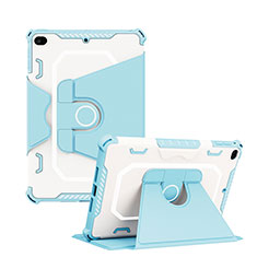 Silicone Matte Finish and Plastic Back Cover Case with Stand L04 for Apple iPad Mini 5 (2019) Blue