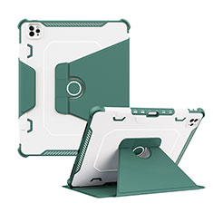 Silicone Matte Finish and Plastic Back Cover Case with Stand L04 for Apple iPad Pro 12.9 (2020) Green