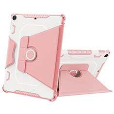 Silicone Matte Finish and Plastic Back Cover Case with Stand L04 for Apple New iPad 9.7 (2017) Pink