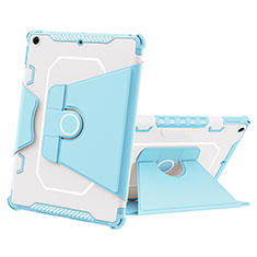 Silicone Matte Finish and Plastic Back Cover Case with Stand L05 for Apple iPad 10.2 (2020) Blue
