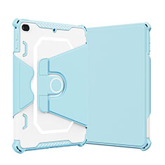 Silicone Matte Finish and Plastic Back Cover Case with Stand L05 for Apple iPad Mini 5 (2019) Blue