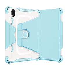 Silicone Matte Finish and Plastic Back Cover Case with Stand L05 for Apple iPad Mini 6 Blue