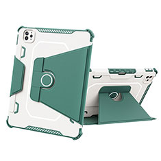 Silicone Matte Finish and Plastic Back Cover Case with Stand L05 for Apple iPad Pro 11 (2020) Green