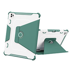 Silicone Matte Finish and Plastic Back Cover Case with Stand L05 for Apple iPad Pro 12.9 (2020) Green