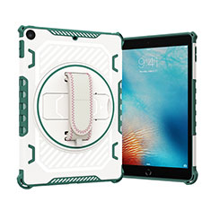 Silicone Matte Finish and Plastic Back Cover Case with Stand L07 for Apple New iPad 9.7 (2017) Green