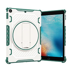 Silicone Matte Finish and Plastic Back Cover Case with Stand L09 for Apple New iPad 9.7 (2017) Green