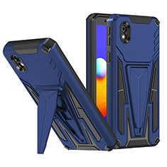 Silicone Matte Finish and Plastic Back Cover Case with Stand MQ1 for Samsung Galaxy A01 Core Blue