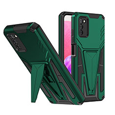 Silicone Matte Finish and Plastic Back Cover Case with Stand MQ1 for Samsung Galaxy A02s Green