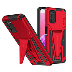 Silicone Matte Finish and Plastic Back Cover Case with Stand MQ1 for Samsung Galaxy A02s Red