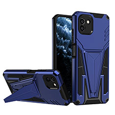 Silicone Matte Finish and Plastic Back Cover Case with Stand MQ1 for Samsung Galaxy A03 Blue