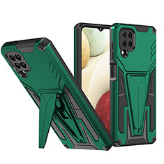 Silicone Matte Finish and Plastic Back Cover Case with Stand MQ1 for Samsung Galaxy A12 Green