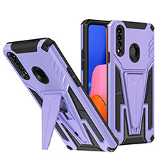Silicone Matte Finish and Plastic Back Cover Case with Stand MQ1 for Samsung Galaxy A20s Purple
