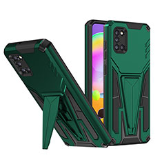 Silicone Matte Finish and Plastic Back Cover Case with Stand MQ1 for Samsung Galaxy A31 Green
