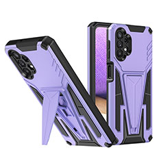 Silicone Matte Finish and Plastic Back Cover Case with Stand MQ1 for Samsung Galaxy A32 5G Purple