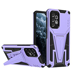 Silicone Matte Finish and Plastic Back Cover Case with Stand MQ1 for Samsung Galaxy A33 5G Purple