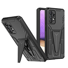 Silicone Matte Finish and Plastic Back Cover Case with Stand MQ1 for Samsung Galaxy A52 4G Black