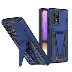 Silicone Matte Finish and Plastic Back Cover Case with Stand MQ1 for Samsung Galaxy A52 4G Blue