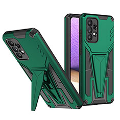 Silicone Matte Finish and Plastic Back Cover Case with Stand MQ1 for Samsung Galaxy A52 4G Green