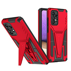 Silicone Matte Finish and Plastic Back Cover Case with Stand MQ1 for Samsung Galaxy A52 4G Red