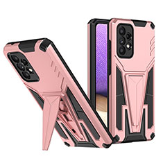 Silicone Matte Finish and Plastic Back Cover Case with Stand MQ1 for Samsung Galaxy A52 4G Rose Gold