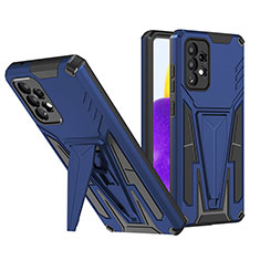 Silicone Matte Finish and Plastic Back Cover Case with Stand MQ1 for Samsung Galaxy A72 5G Blue