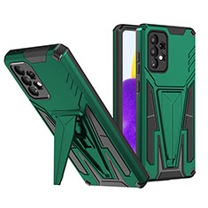 Silicone Matte Finish and Plastic Back Cover Case with Stand MQ1 for Samsung Galaxy A72 5G Green