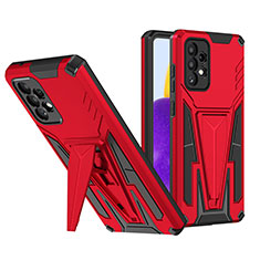 Silicone Matte Finish and Plastic Back Cover Case with Stand MQ1 for Samsung Galaxy A72 5G Red