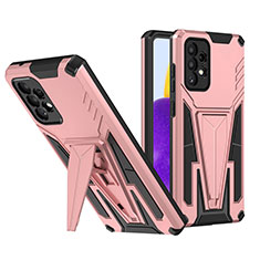 Silicone Matte Finish and Plastic Back Cover Case with Stand MQ1 for Samsung Galaxy A72 5G Rose Gold