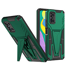 Silicone Matte Finish and Plastic Back Cover Case with Stand MQ1 for Samsung Galaxy F52 5G Green