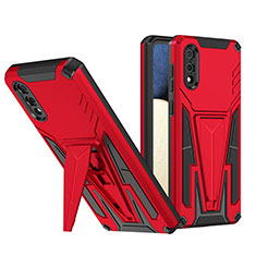 Silicone Matte Finish and Plastic Back Cover Case with Stand MQ1 for Samsung Galaxy M02 Red