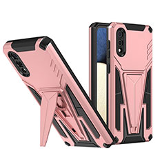 Silicone Matte Finish and Plastic Back Cover Case with Stand MQ1 for Samsung Galaxy M02 Rose Gold