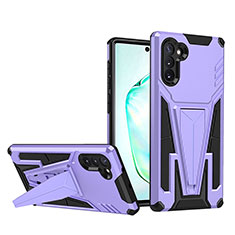 Silicone Matte Finish and Plastic Back Cover Case with Stand MQ1 for Samsung Galaxy Note 10 5G Purple