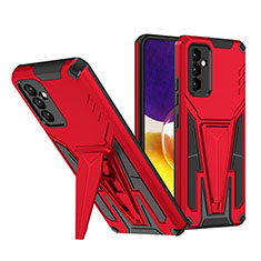 Silicone Matte Finish and Plastic Back Cover Case with Stand MQ1 for Samsung Galaxy Quantum2 5G Red