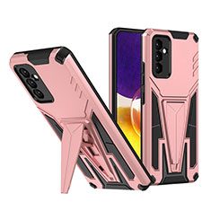 Silicone Matte Finish and Plastic Back Cover Case with Stand MQ1 for Samsung Galaxy Quantum2 5G Rose Gold