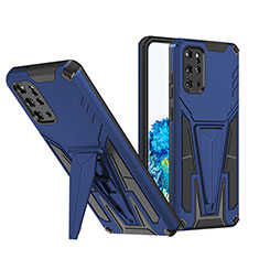 Silicone Matte Finish and Plastic Back Cover Case with Stand MQ1 for Samsung Galaxy S20 Plus 5G Blue