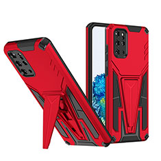 Silicone Matte Finish and Plastic Back Cover Case with Stand MQ1 for Samsung Galaxy S20 Plus 5G Red