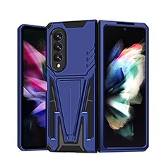 Silicone Matte Finish and Plastic Back Cover Case with Stand MQ1 for Samsung Galaxy Z Fold3 5G Blue
