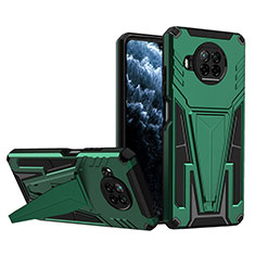 Silicone Matte Finish and Plastic Back Cover Case with Stand MQ1 for Xiaomi Mi 10i 5G Green