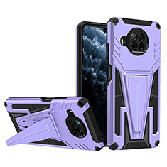 Silicone Matte Finish and Plastic Back Cover Case with Stand MQ1 for Xiaomi Mi 10i 5G Purple