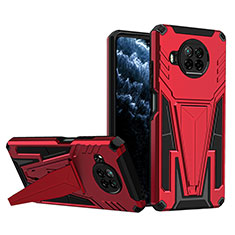 Silicone Matte Finish and Plastic Back Cover Case with Stand MQ1 for Xiaomi Mi 10i 5G Red