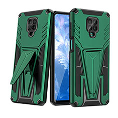 Silicone Matte Finish and Plastic Back Cover Case with Stand MQ1 for Xiaomi Poco M2 Pro Green
