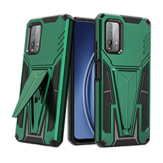 Silicone Matte Finish and Plastic Back Cover Case with Stand MQ1 for Xiaomi Redmi 9T 4G Green