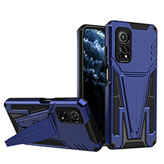 Silicone Matte Finish and Plastic Back Cover Case with Stand MQ1 for Xiaomi Redmi K30S 5G Blue