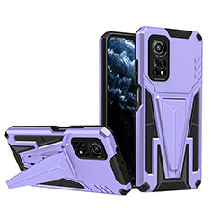 Silicone Matte Finish and Plastic Back Cover Case with Stand MQ1 for Xiaomi Redmi K30S 5G Purple